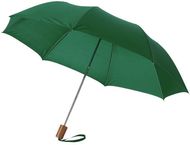 20" Oho-sateenvarjo, taitettava, vihreä liikelahja logopainatuksella